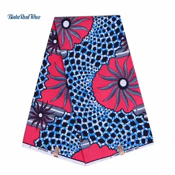 

African Wax Prints Fabric real Wax 2019 Ankara Bazin High Quality 6 yards African Fabric for Party Dress FP6063