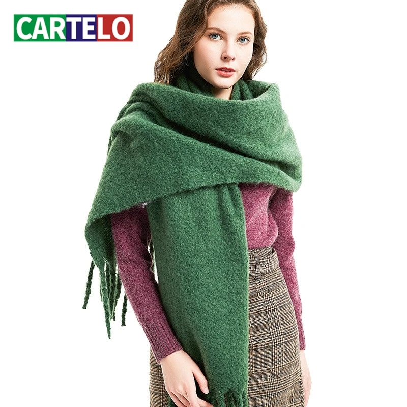

CARTELO New scarf for autumn and winter new thick tassel circle sand solid color scarf thick shawl unisex
