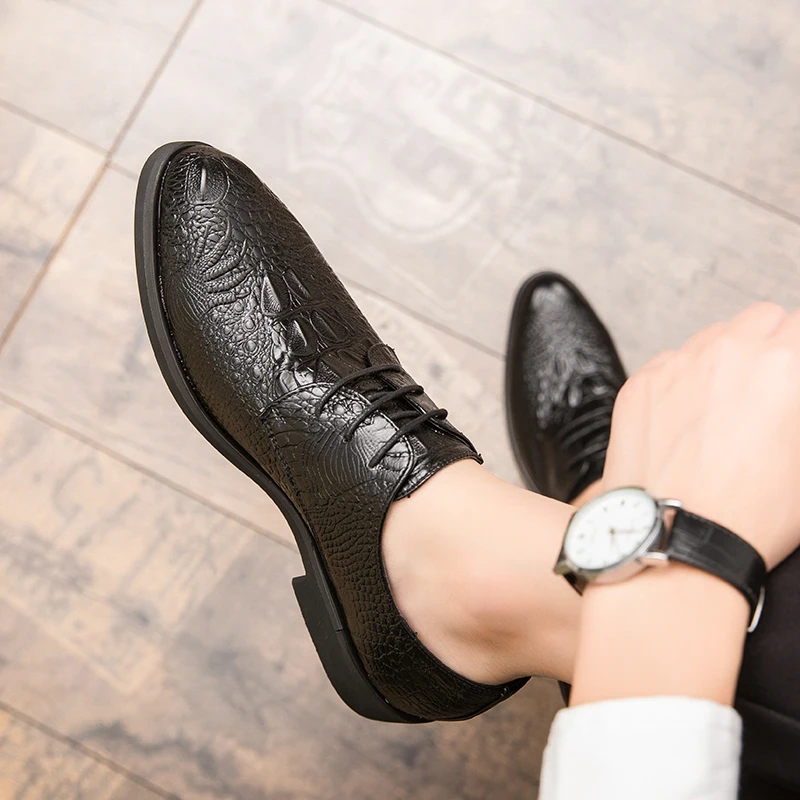 Туфли мужские оксфорды на резиновой подошве уличная модная повседневная обувь