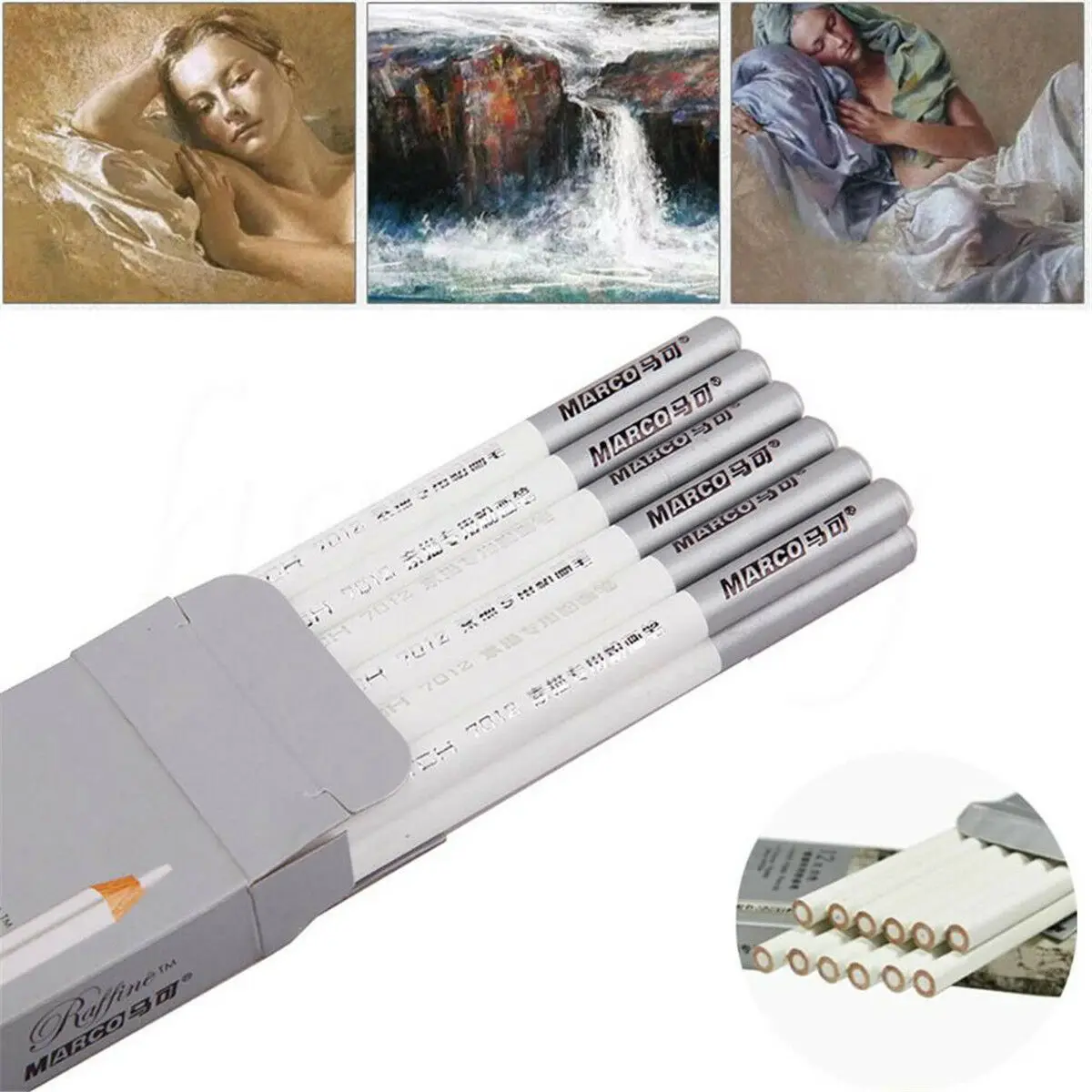 Blanco Pastel carbón dibujo boceto lápiz de dibujo de artículos de papelería, diario decoración arte artista Craft 2 unids/set