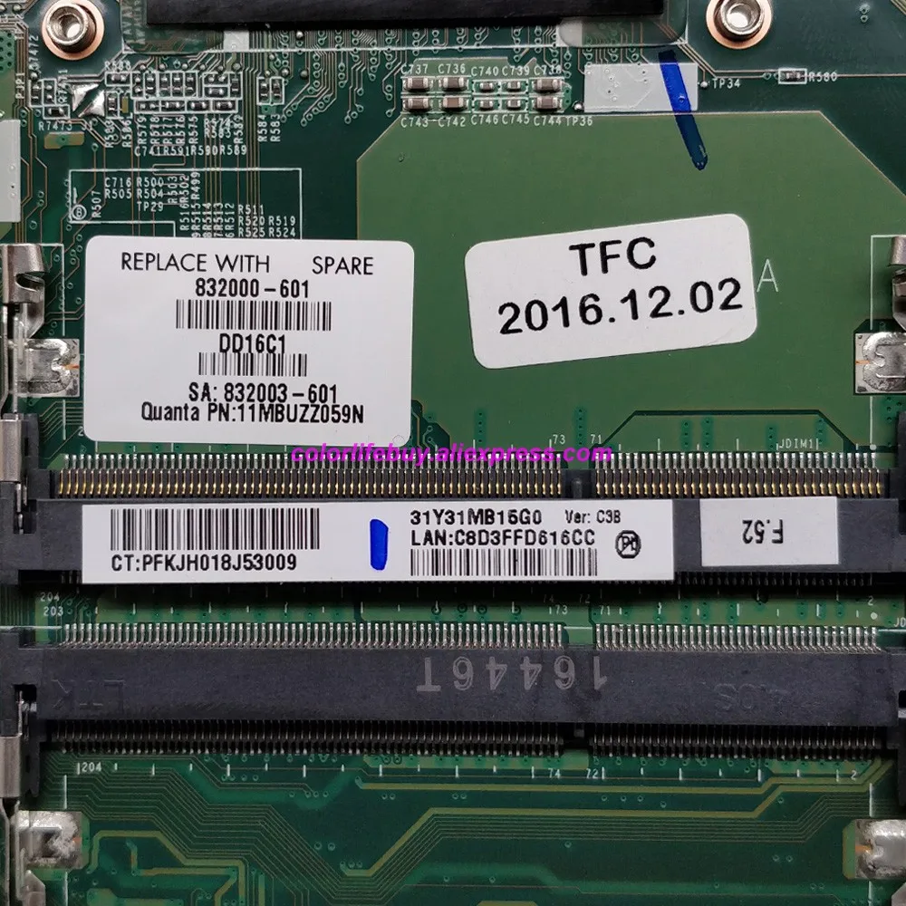  Genuine 832000-601 DAY31AMB6C0 w i7-5500U CPU 850M/4GB GPU Motherboard for HP Envy 17T 17T-K300 Not