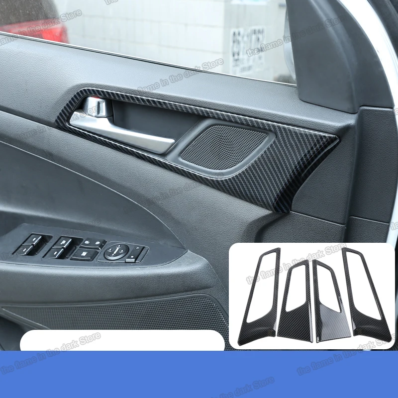 Lsrtw2017 Stainless Steel Car Door Handle Frame Trims for Hyundai Tucson 2015 2016 2017 2018 2019 2020 Carbon Fiber Accessories |
