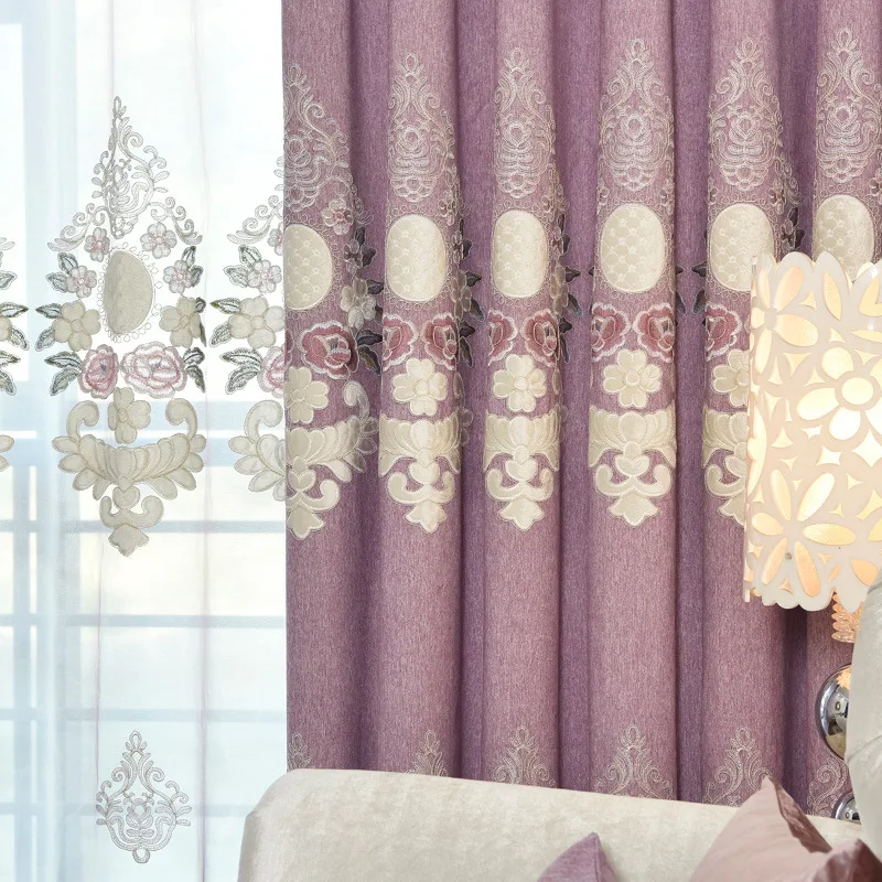 Warm Atmosphere European Xuenier Embroidery Shade Curtains for Living Dining Room Bedroom