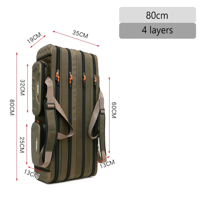 150cm 3-Layer Folding Fishing Rod Holdall Bag - Carry Case For Rods & Reels