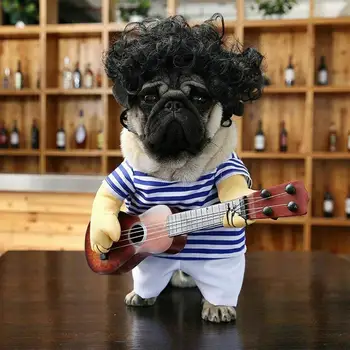 

Pet Guitar Player Cosplay Dog Cat Costume Guitarist Dressing Up Party Xmas New Year Clothes For Dog Cats Costume