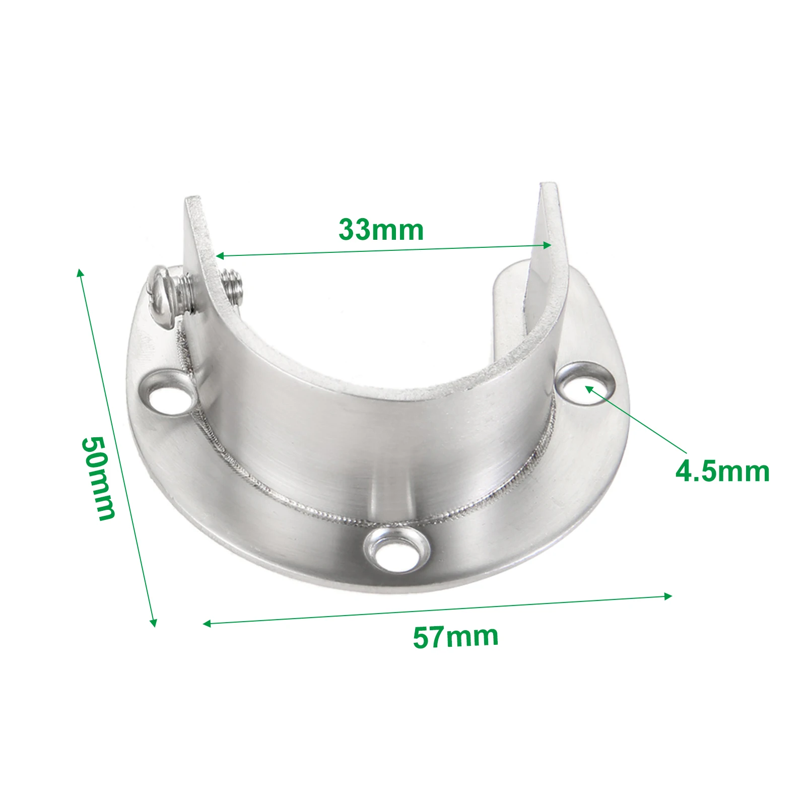 Description Picture 4 of item2Pcs Heavy Duty Stainless Steel Closet Pole Sockets Bracket Wardrobe Rod End Supports Shower Curtain U-Shaped Flanges Rod Holder