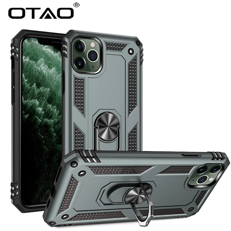 OTAO Shockproof Armor Case For iPhone 11 Pro Max X XS XR Metal Ring Holder 8 7 6 6S Plus Car Magnetic Cover | Мобильные телефоны и