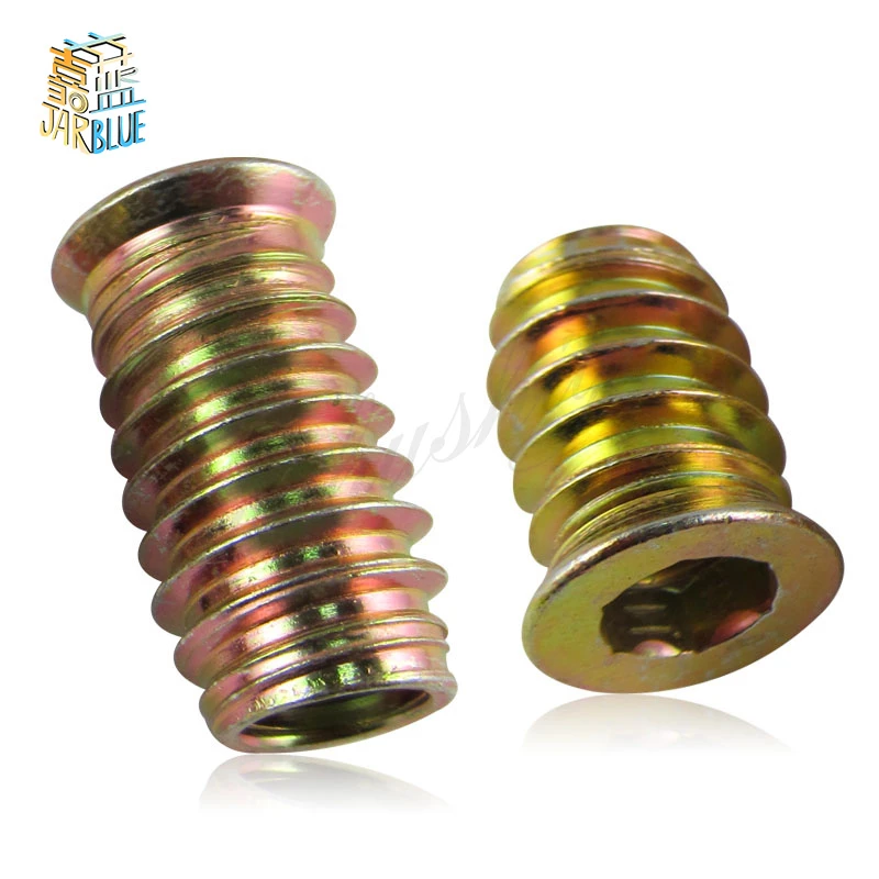 20pcs M6 M8 Zinc Alloy Iron Inside And Outside Teeth Embedded Hex Nut Wood Furniture Nut Nuts