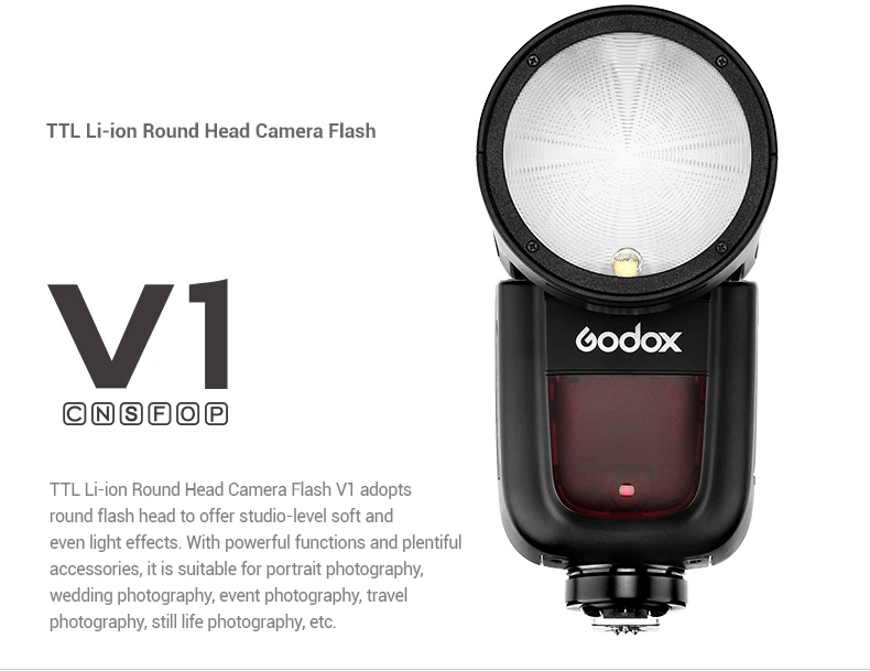 Godox V1 вспышка Speedlight 2,4G ttl HSS литий-ионная круглая головка на камеру вспышка для Canon Nikon sony Fujifilm Olympus Panasonic Pentax