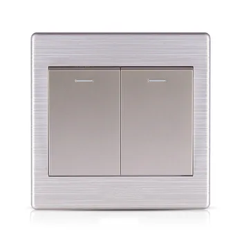 

Switch Simple fashion texture installed panel aluminum brushed purple two double control switch socket