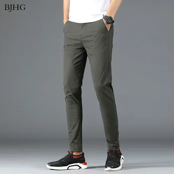 

BJHG New Spring Autumn Fashion Slim Fit Casual Pants Men Straight Dress Men Business Suit Trousers Skinny Pants for Man