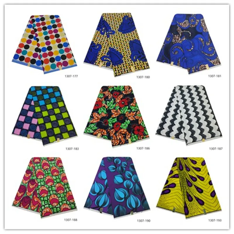 

Free Shipping Ankara African Wax Print Fabric Tissu Africain Nigeria Batik Fabric 6 Yards 100% Polyester African wax Fabric 1307