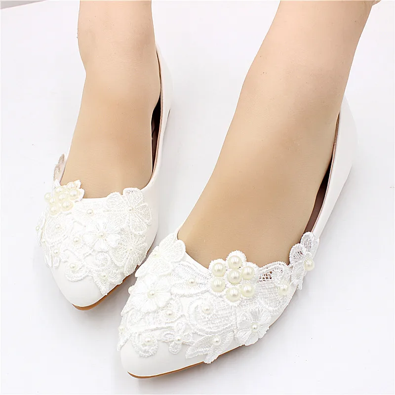 Sorbern Simple White Flat Dress Shoes For Wedding