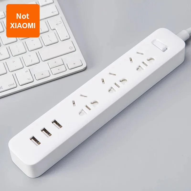 Not Xiaomi Xiaomi Mijia power Strip 1,8 м(5,9 фута) 3 гнезда 10 А 250 в 2500 Вт 3 порта USB 5 в 2,1 а EU AU UK мкА Plug адаптер для путешествий - Цвет: Not Xiaomi