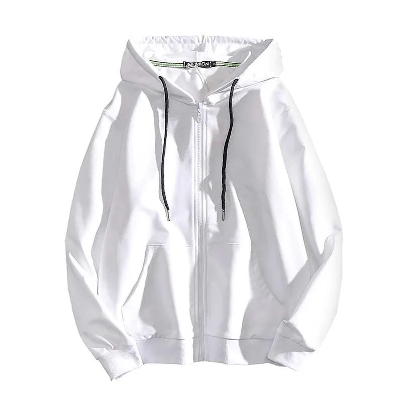 

2020 Autumn Causal Hoodie Men Causal Solid White Hooded Sweatshirt