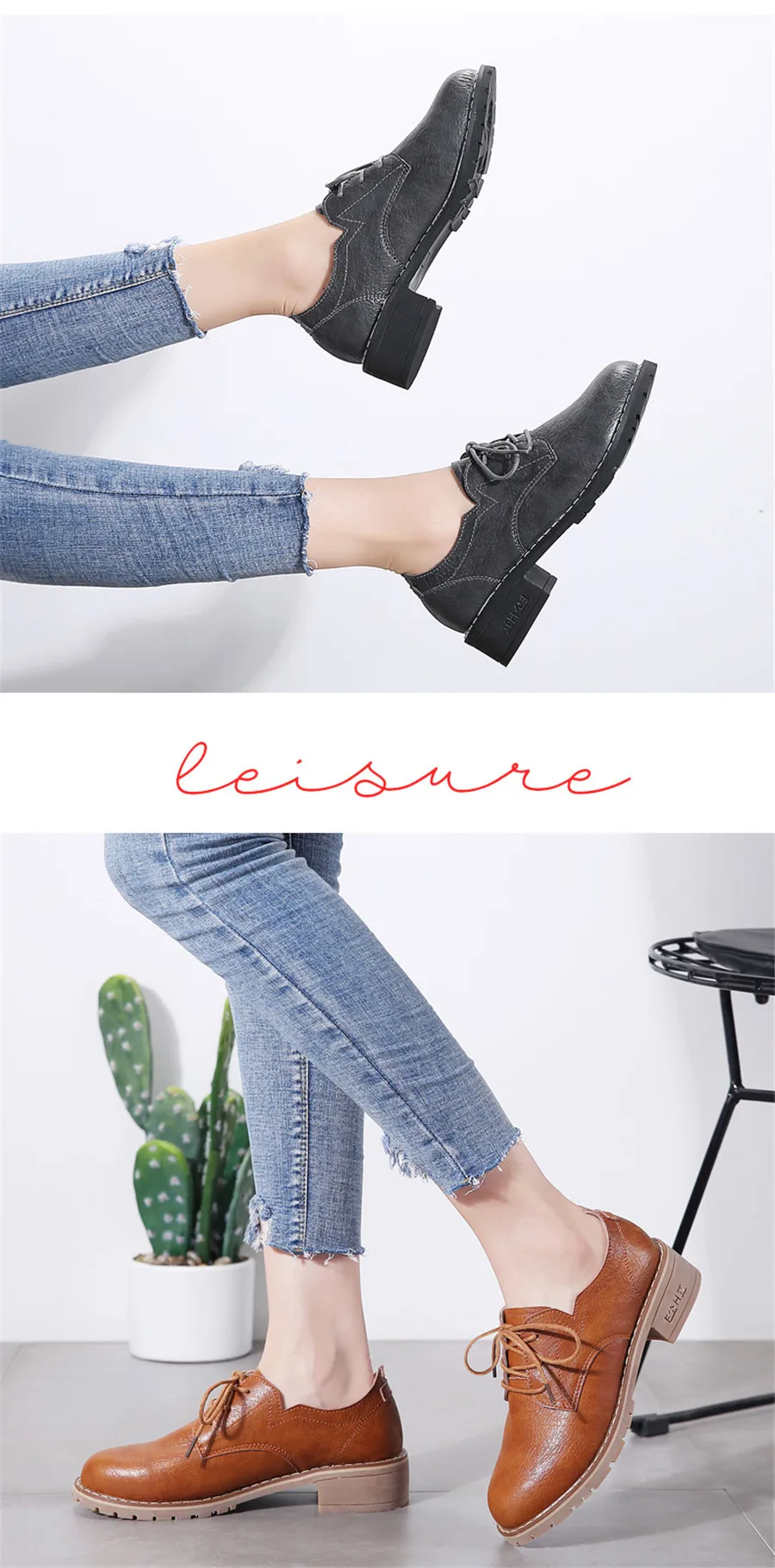 CEZZA; коллекция года; осенние женские туфли-лодочки; женские повседневные кожаные туфли на шнуровке; Женские рабочие туфли-оксфорды на среднем каблуке