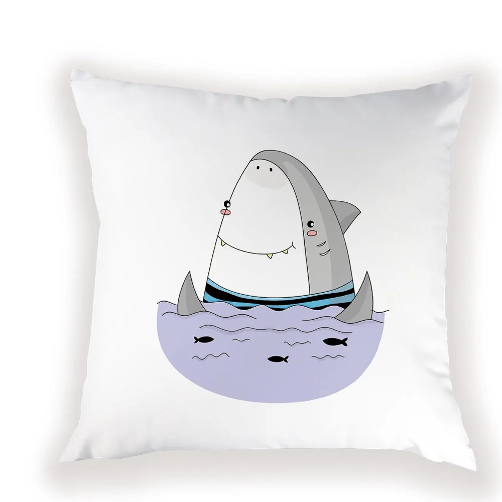 Narwhal Coussin чехол для подушки скандинавский океан компас с акулой лодка подушки для сиденья белый чехол для подушки домашний диван декодер Cojines - Цвет: L1140-3