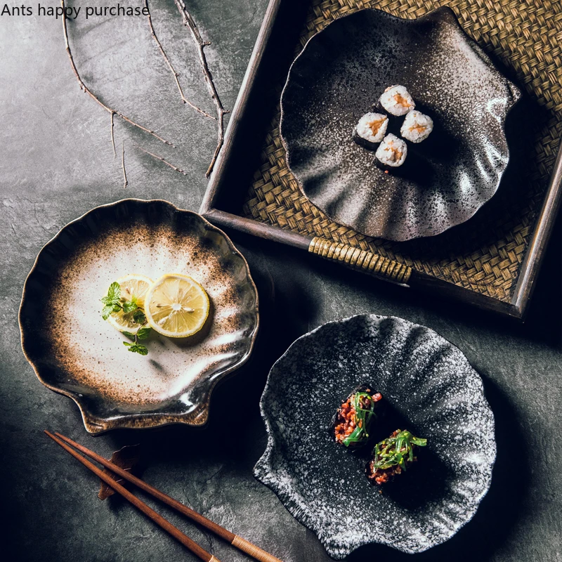Irregular Shell Dinner Plate Ceramics Kimchi Dish Snack Tray Kitchen Utensils Multifunction Restaurant Dish Bowl Household dining dish