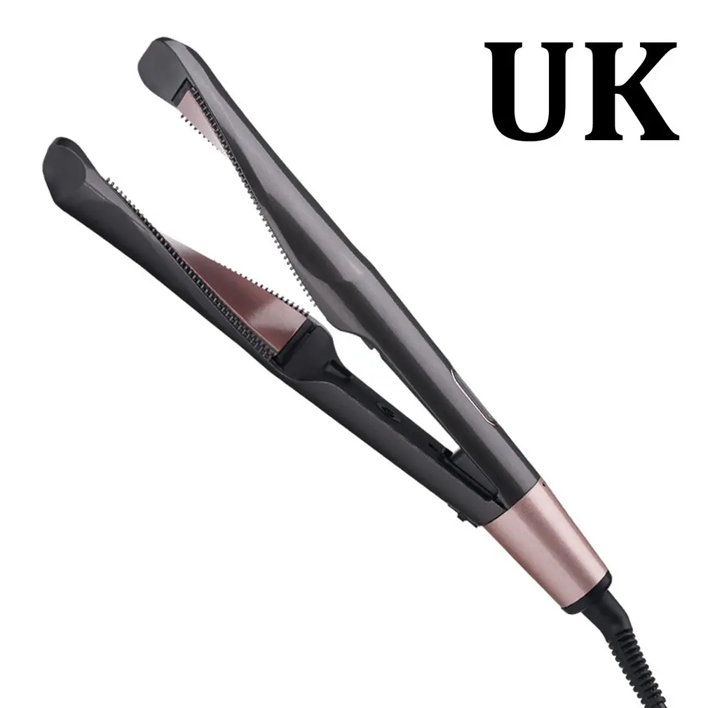 UK Plug 2 в 1 Многофункциональная кнопка бигуди вращающийся термостат рулон прямо выпрямитель для волос Керамика спираль щипцы для завивки волос - Цвет: UK Plug
