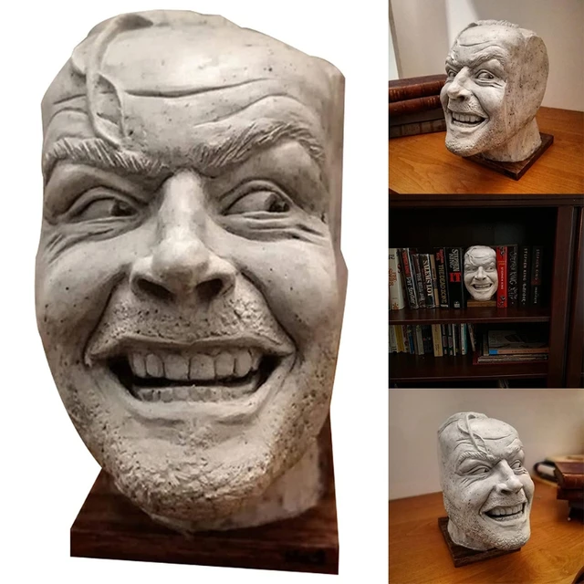 İşte Johnny heykel Shining reçine masaüstü süs Bookend kütüphane komik yüz  kitap rafı heykeli heykelcik - AliExpress