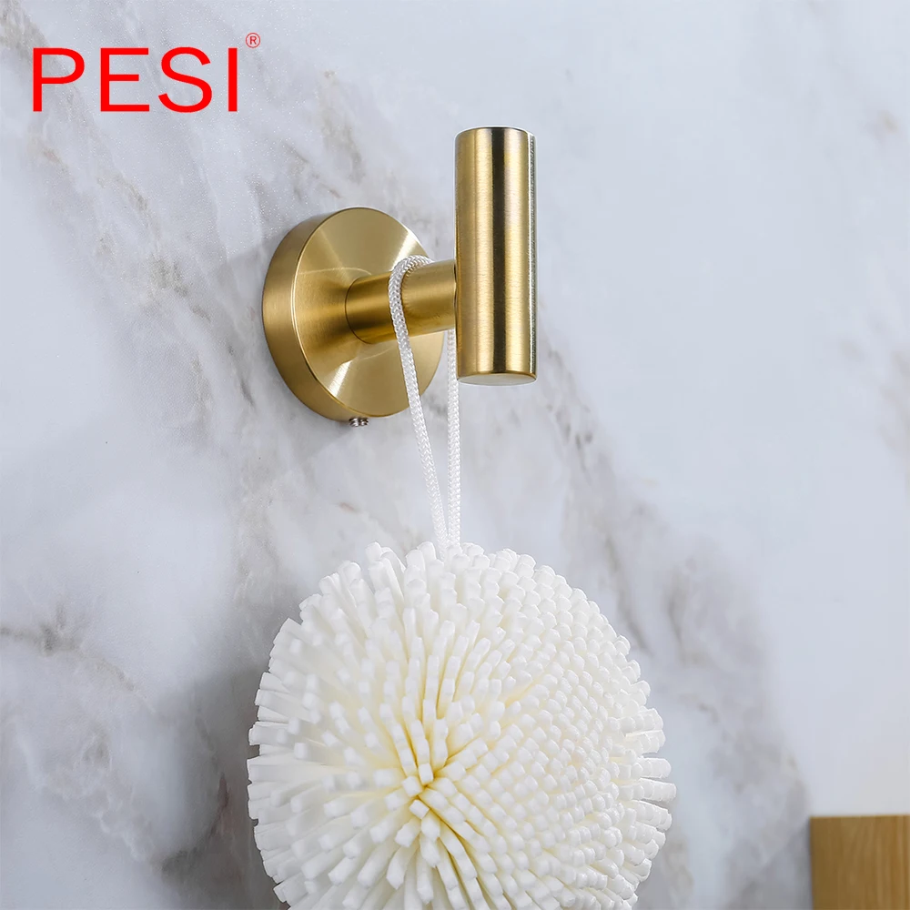 Brushed Gold Bathroom Accessories Sets Towel Rail Rack Holder Toilet Tissue Paper Holder Coat Robe Hook Stainless Steel Bath Set