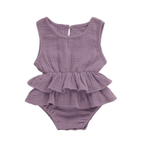 Focusnorm симпатичный комплект для новорожденной девочки, для детей, для маленьких девочек одежда без рукавов комбинезоны, платье из хлопка и льна с 1 шт. наряд - Цвет: G