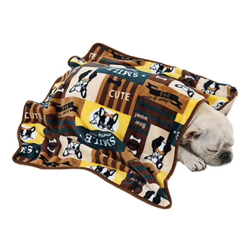 Коврики для собак флисовые французские одеяла с бульдогом зимние теплые матрас для собачьей лежанки для Подушка для собак одеяло щенок кошка спальные покрытые коврики