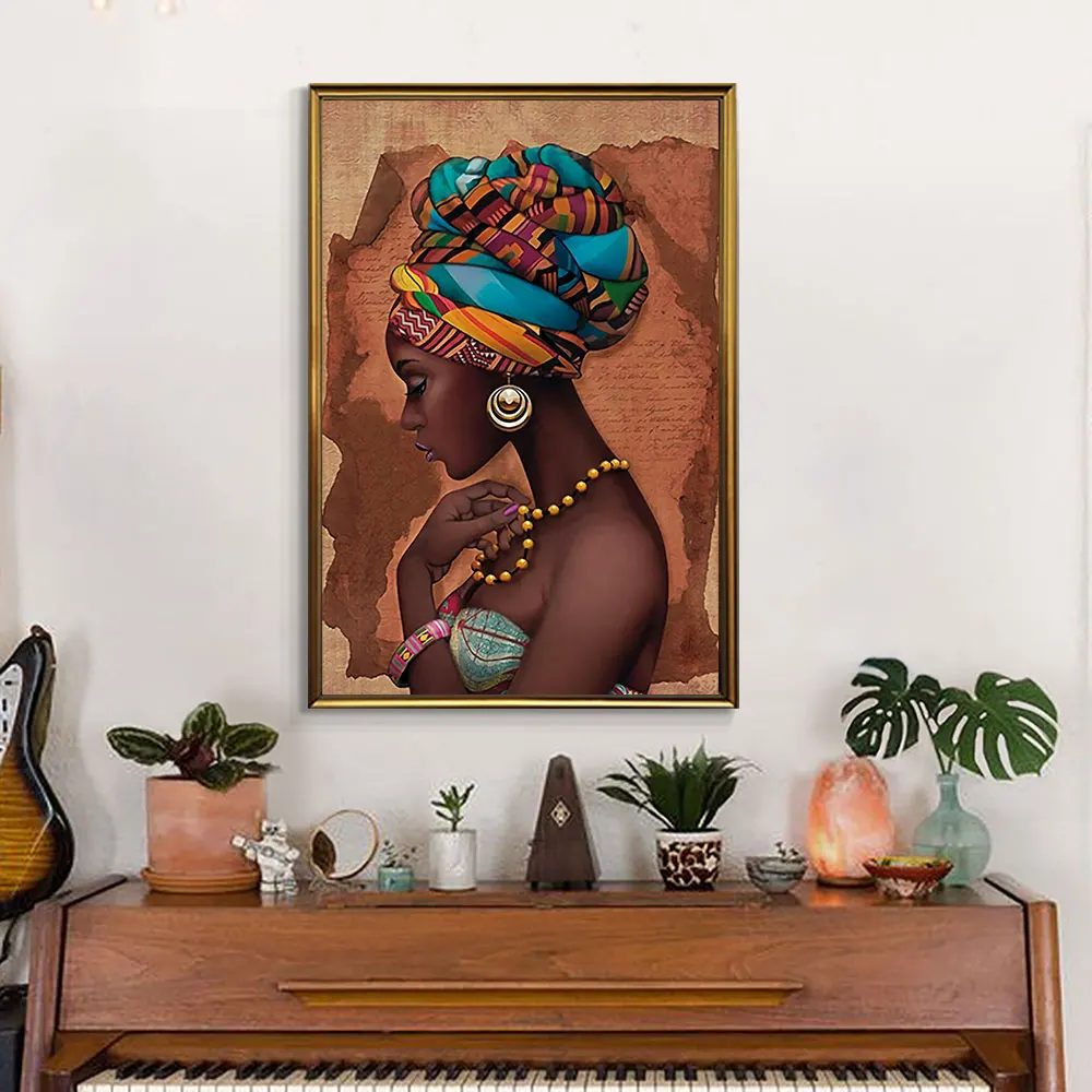 Brave Girl – peinture à l'huile acrylique sur toile, figurine faite à la  main, image artistique de femme africaine pour décor de salon, Portrait  sans cadre - AliExpress