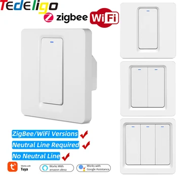 

WiFi Zigbee Smart Light Switch AC 220V 10A 1/2/3 Gang Remote Control Voice Control Tuya Smart Life Work with Google Home Alexa