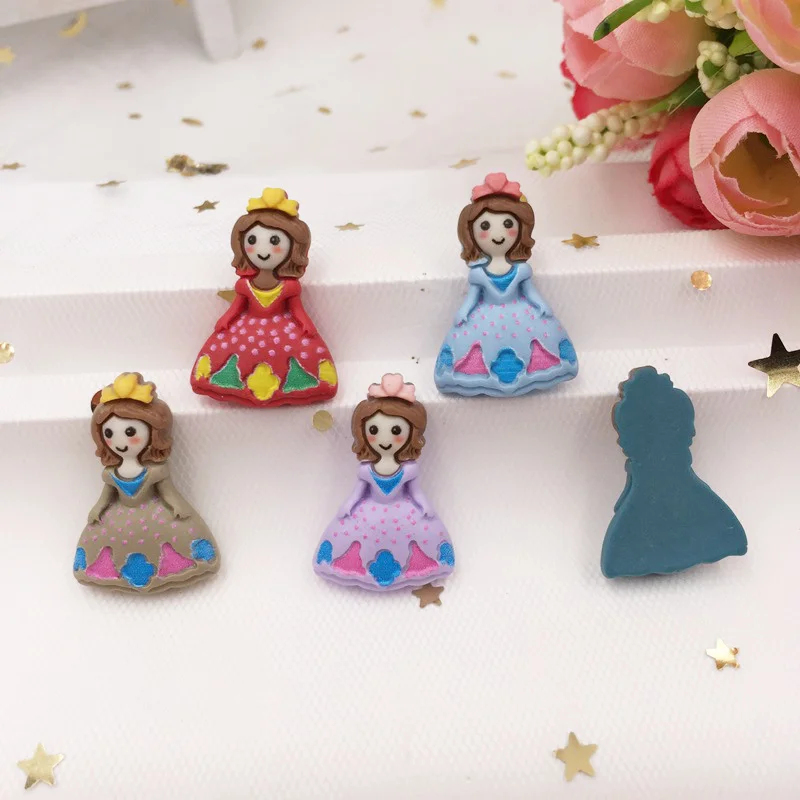 Hand Painted Resin Mix Kawaii Colorful princess Girl Flatback Cabochon Stone 10PCS Scrapbook DIY Decor Home Figurine Crafts