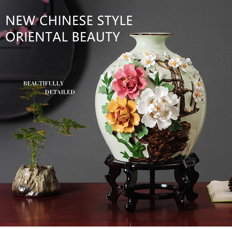 Новая ваза в китайском стиле Jingdezhen фарфоровая для цветов ручной работы офис и дом