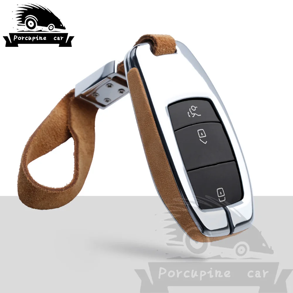 Кожаный чехол для ключей из цинкового сплава, чехол для Mercedes Benz C Class W205 C200 C180 C260 C300 E Class W213 E200 E300 E320 - Название цвета: B Long keychain bro