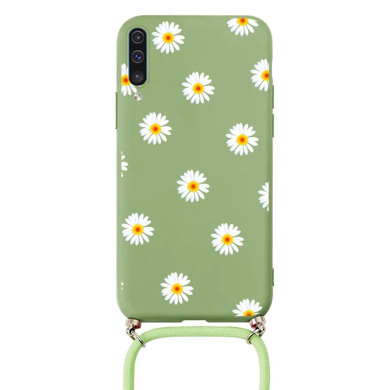 Chain Necklace Case For Samsung Galaxy A50 A50S A30S Phone Fundas For Samsung GalaxyA50 A 50 Strap Cord Lanyard Protective Coque kawaii phone cases samsung