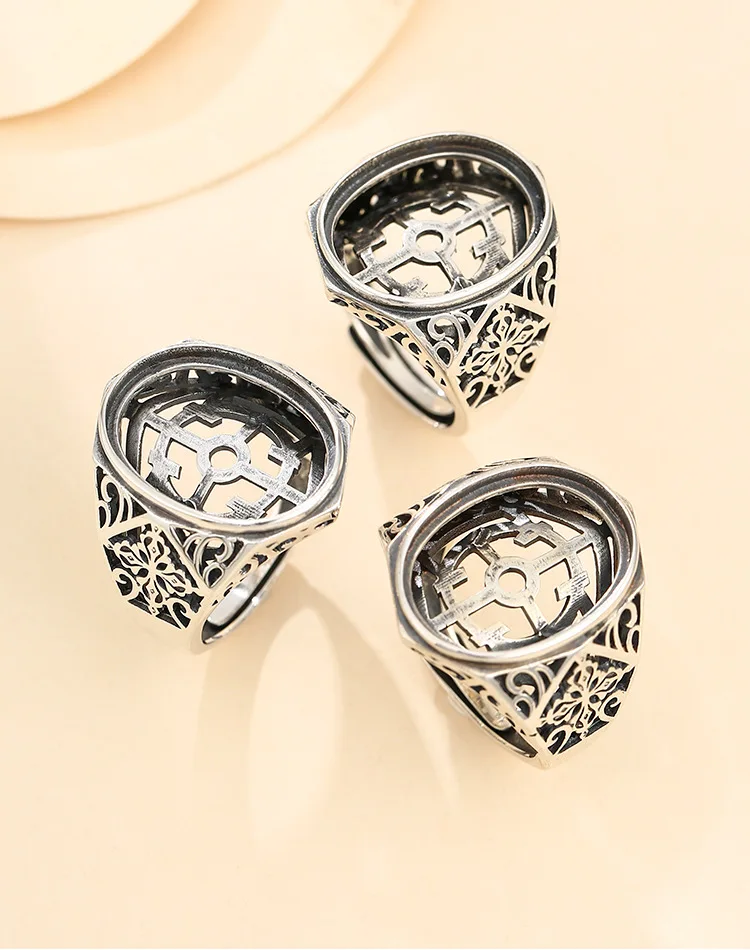 15.5*20mm 925 STERLING SILVER men's skull Base Blanks Pad ring Setting set P1251 15.5*20mm 925 STERLING SILVER men's skull Base Blanks Pad ring Setting set P1251