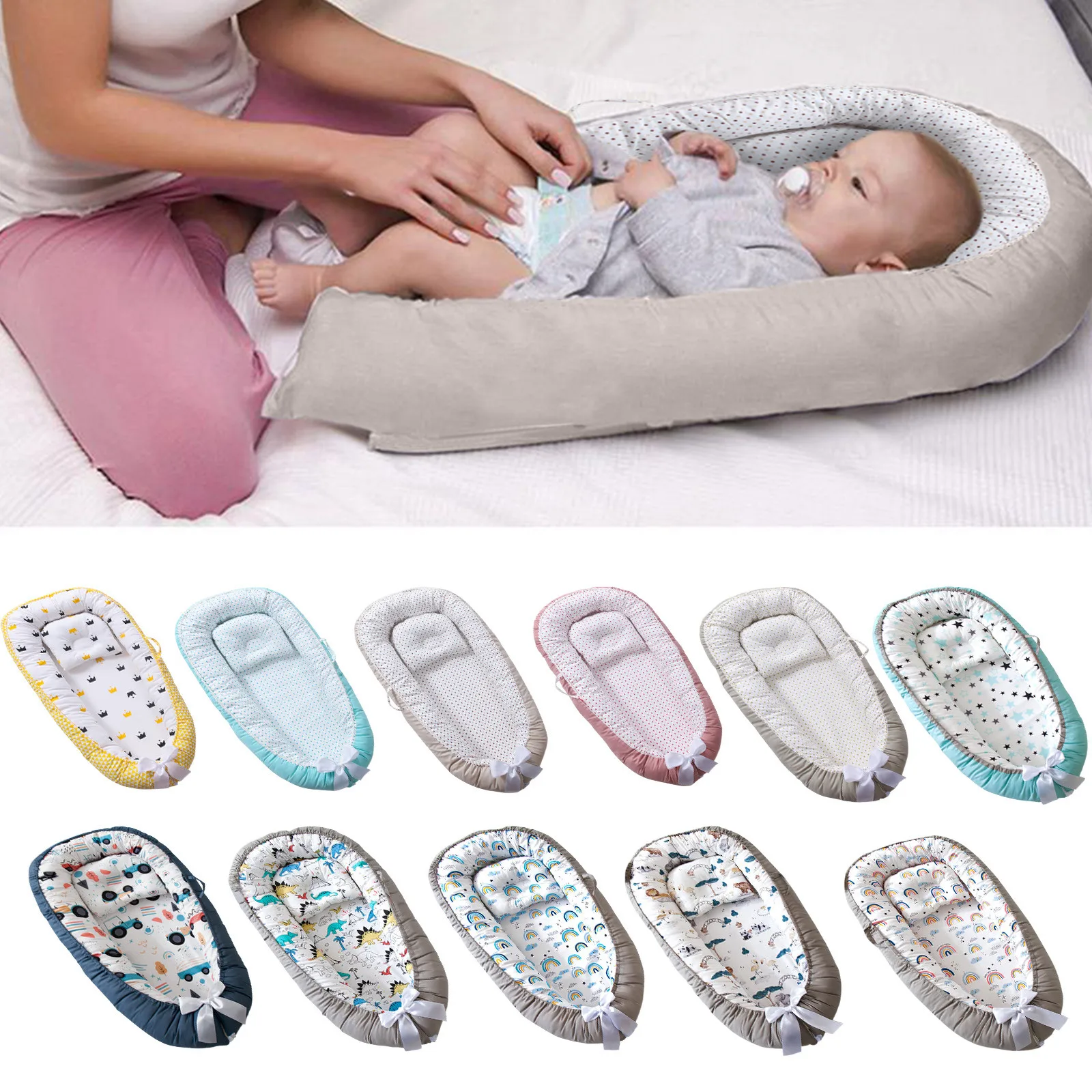 2021 New Newborn Baby Portable Removable And Washable Crib Travel Bed Bed Crib Pillow Comfortable Protective Baby Bed