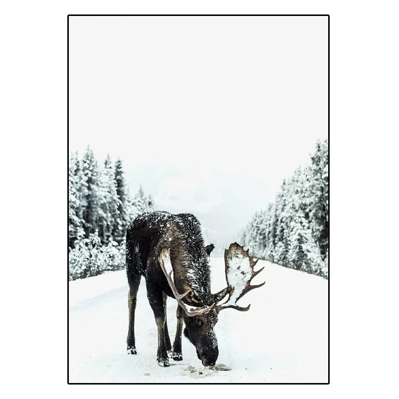 Moose-Posters-and-Forest-Christmas-Mood-Prints-Wall-Art-Snow-Trees-Canvas-Painting-Winter-Landscape-Pictures (5)