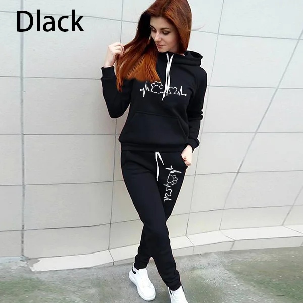 Casual Tracksuit Women Two Piece Set Suit Female Hoodies and Pants Outfits 2021 Women's Clothing Autumn Winter Sweatshirts New pink pant suit