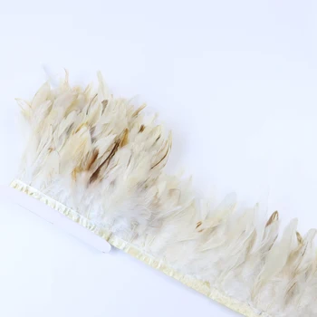 

1 Meter Natural Rooster Feathers Fringe Trim Decoration feather for Craft 4-6 inches Chicken Feather Ribbon DIY Sewing Accessory