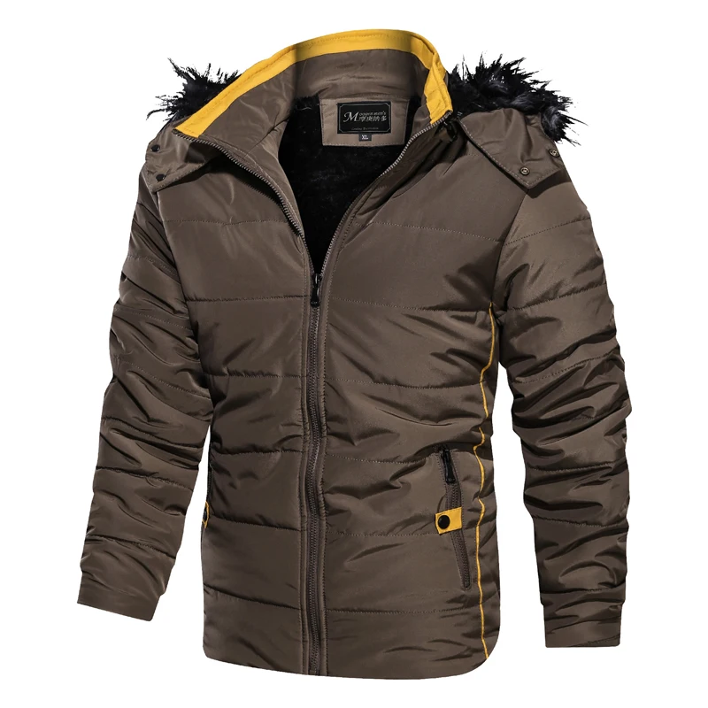 NEGIZBER новые зимние мужские парки Повседневная утолщенная теплая непродуваемая куртка мужские парки с капюшоном зимние мужские куртки и пальто - Цвет: Brown