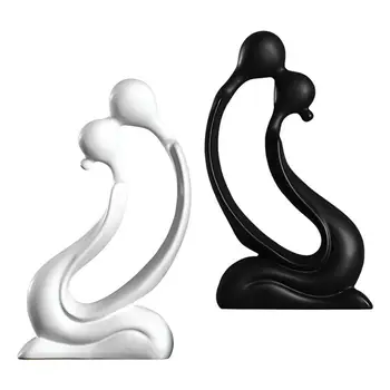 

Abstract Lovers Creative Ceramic Figurine Hold Hands Arts Crafts Sculpture Tabletop Ornament Personalized Statue for Anniversary