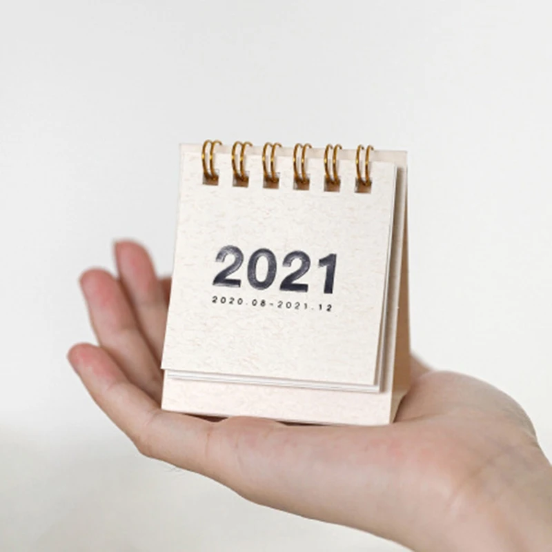 

2021 Mini Desktop Paper Simple Solid Color Calendar Dual Daily Scheduler Table Planner Yearly Agenda Organizer