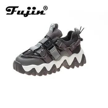 

fujin women sneakers platform 2020 new spring buckle casual shoes women ladies grey black vulcanized shoes zapatos de mujer