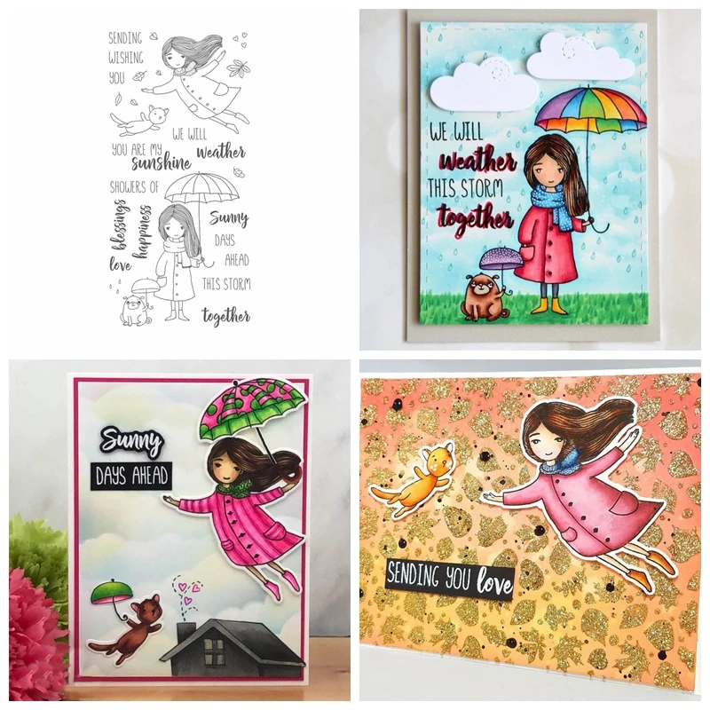 

Smile Girl Sending Wishing To You+Phrases Clear Stamps For DIY Card Making Kids Transparent Silicone Stamp New 2019