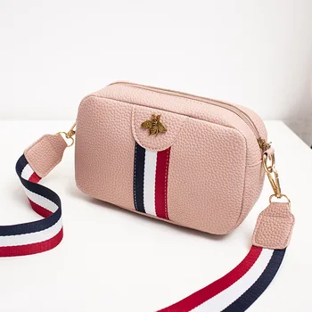 

Camera Bag Contrasting Color Multi-Color Stripe Women's One-Shoulder Bee Phone Bag 2020 Summer and Autumn New Small Bag BA080