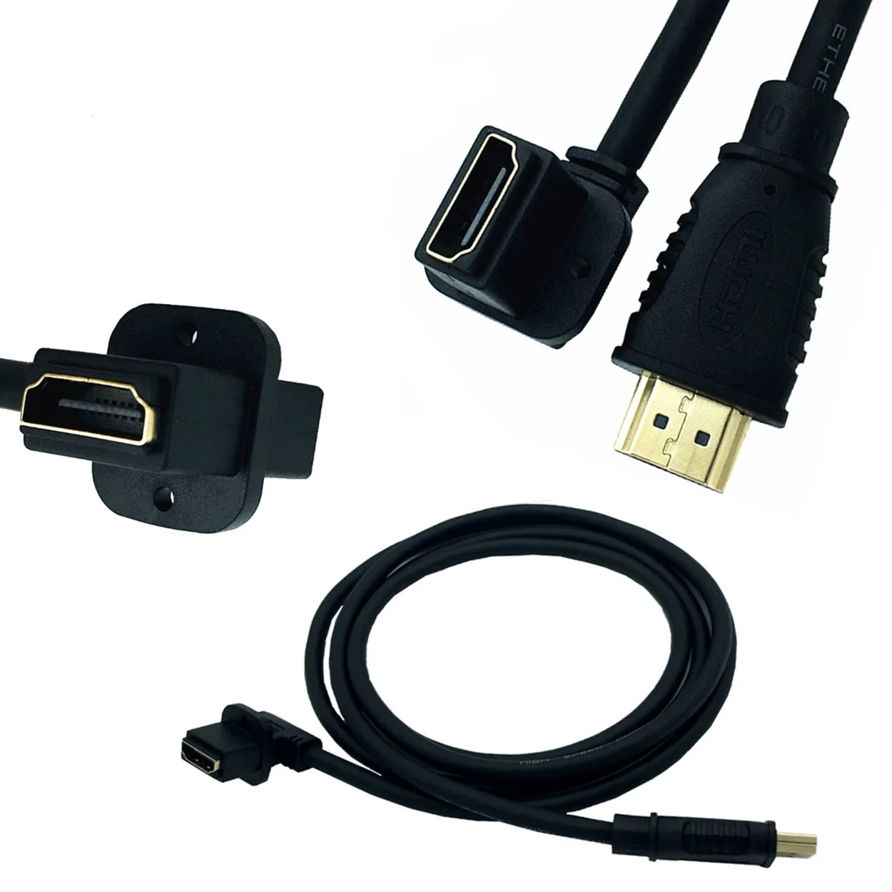1 5 м HDMI папа мама Панель Крепление 90 градусов левый угол расширение позолоченный