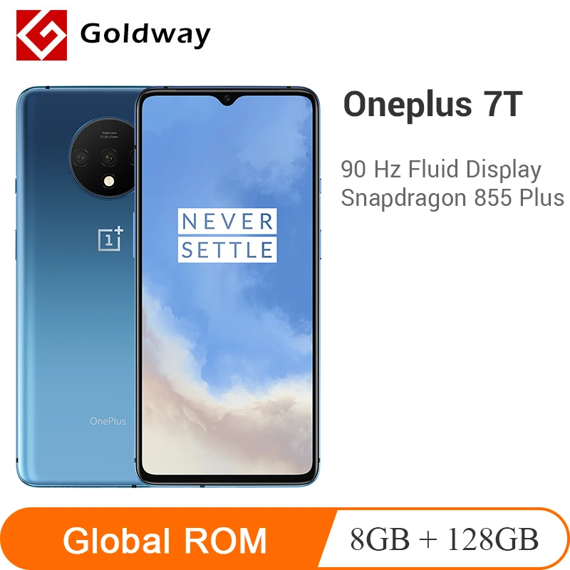 Смартфон OnePlus 7 T 7 T 128GB 8 GB, Восьмиядерный процессор Snapdragon 855 Plus, 6,55 МП, тройная камера, 3," AMOLED экран, NFC UFS