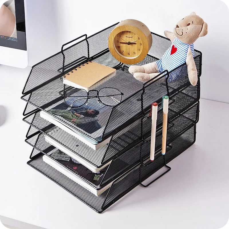 

Creative Metal overlying Multilayer office desktop document shelf A4 file tray rack stationery magazine organizer desk set