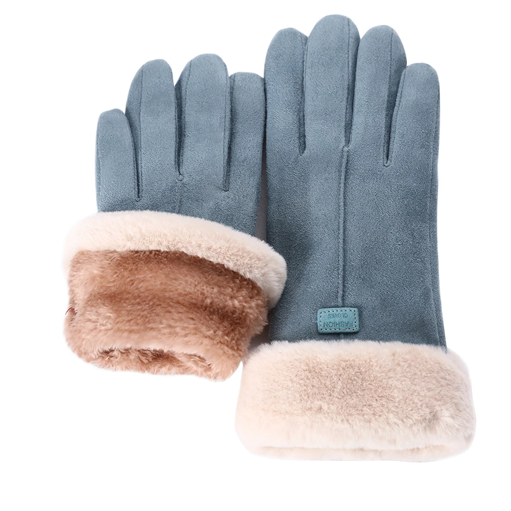 Женские зимние теплые перчатки с сенсорным экраном, женские перчатки с подкладкой из пуха