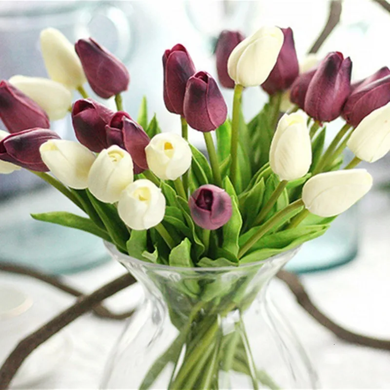 1 шт. Pu тюльпин Искусственные цветы Настоящее сенсорный Para Decora мини Tulpe для дома