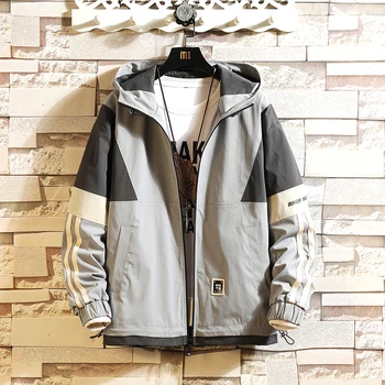 

2020 New Spring autumn Men's Hooded Jacket Casual Bomber Jackets For Men Print Letter And Big Pocket jackets for men hooded